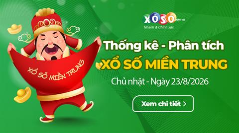 Thống kê XSMT 23/8/2026 - Phân tích Xổ số Miền Trung 23-8 Chủ nhật