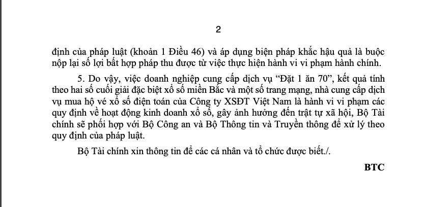 Se xu ly doanh nghiep cung cap dich vu dat 1 an 70 theo xo so hinh anh goc 2