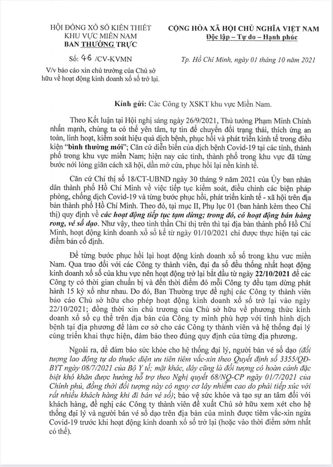 Xo so mien Nam mo thuong tro lai tu 22102021 hinh anh goc