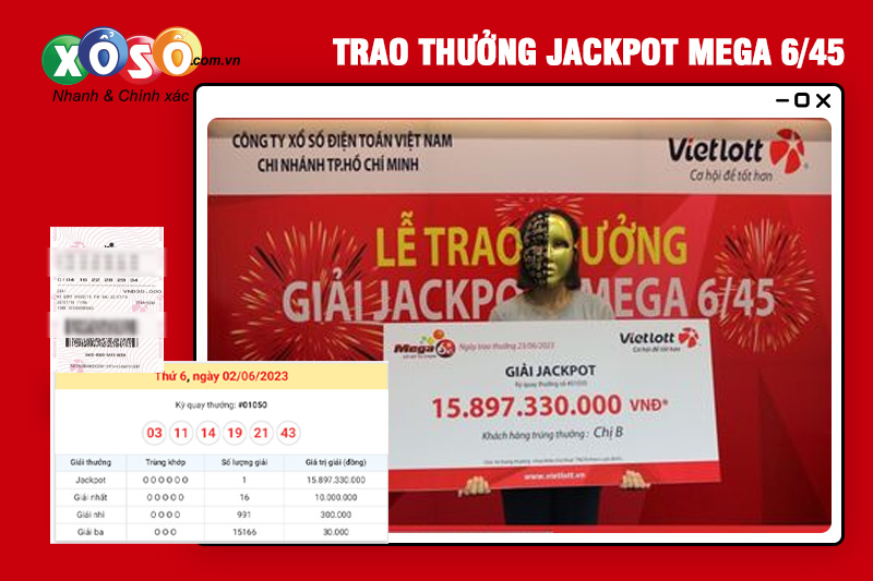 Lễ trao thưởng JACKPOT MEGA 6/45 trên 15.8 tỷ đồng tại Tp.HCM
