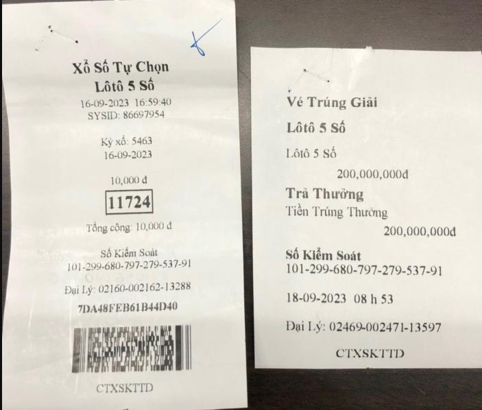 01 khách hàng Hà Nội trúng Xổ số điện toán lô tô tự chọn 5 số 1