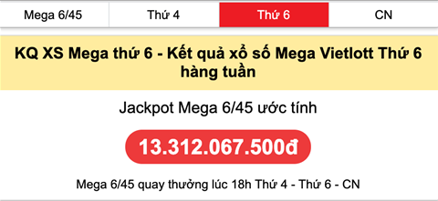 Thong ke ket qua Xo so Mega 6-45-Thu-6