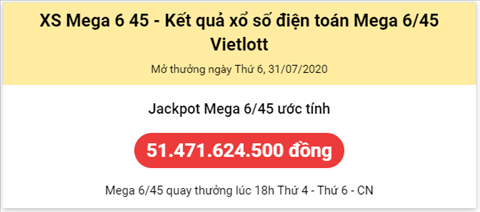Thống kê Vietlott 31072020 - Phân tích Xổ số Mega 645 Thứ 6 hình ảnh Thong ke Vietlott 31072020 - Phan tich Xo so Mega 645 Thu 6 hinh anh