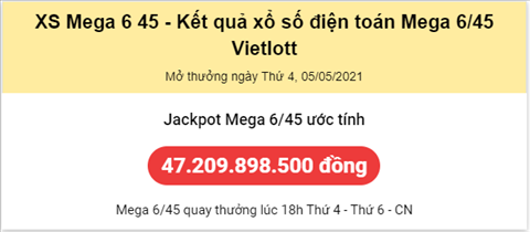 Thống kê Vietlott 05052021 - Phân tích Xổ số Mega 645 05-05 Thứ 4 hình ảnh Thong ke Vietlott 05052021 - Phan tich Xo so Mega 645 05-05 Thu 4 hinh anh