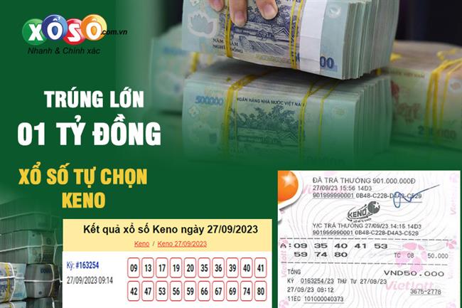 KENO TRÚNG LỚN: Chủ nhân trúng 1 tỷ đồng tại Hồ Chí Minh